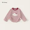 [Coleção de Mangas Longas para Meninas] Camiseta Básica Redonda para Bebê, Cor Sólida, Roupa Versátil de Outono, Camiseta Rosa para Meninas