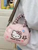 Bolsa de Mão Leve Fofa da Hello Kitty para Meninas, Nova Bolsa Nuvem de Algodão Estilo Coreano, Bolsa de Ombro Transversal