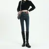 Jeans Negros Pequeños Estilo Americano para Mujer Moda Otoño e Invierno 2024 Nuevos Versátiles Ajustados Ceñidos Tipo Lápiz