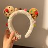 Faixa de cabelo fofa para lavar o rosto Faixa de cabelo feminina 2024 Nova tiara de desenho animado Faixa de cabelo de pelúcia Faixa de cabelo Caverna de cabelo
