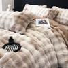 Juego de cama de cuatro piezas de terciopelo de conejo clase A, ropa de cama de terciopelo de leche simple engrosada de doble cara de terciopelo coral, sábana de invierno, funda nórdica estilo Ins