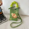 Bolsa Mini Feminina Fofa de Verão Versátil Moda Bolsa para Celular Bolsa de Mão de Tricô Desenho Animado Bolsa de Ombro Bolsa Transversal