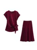 ZA Comercio Exterior 2025 Primavera Nuevo Estilo Europeo y Americano Moda Femenina Elegante Casual Suave Top Conjunto de Vestido Midi