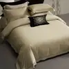 Conjunto de Quatro Peças de Algodão Tencel e Linho, Jacquard Vazado de Liocel, Conjunto de Roupa de Cama de Lençol de Alta Qualidade Luxuosa, Alta Contagem de Fios e Alta Densidade