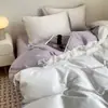 Juego de ropa de cama de cuatro piezas de seda helada de color sólido con tacto fresco, funda de edredón de una pieza, juego de tres piezas para dormitorio de verano, ropa de cama de verano