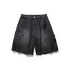 Beijie Moda Masculina Marca de Moda Americana Verão 2025 Novo Shorts Cargo Lavado de Peso Pesado Calças de Quarto Rasgadas Desgastadas