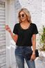 Roupas femininas de comércio exterior transfronteiriço europeu e americano 2024 Amazon primavera e verão novo botão gola quadrada plissada cor sólida camiseta solta