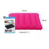 Almohada inflable de PVC con flocado, cómoda para viajes, camping, trenes, aviones, cintura y espalda, de cuero.