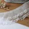 Encaje Ancho de 12 cm Chifón Engrosado Doble Capa Plisado Puño Fruncido Vestido de Muñeca Dobladillo de Falda Larga Adornos