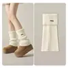 Cubrepiernas Gruesos de Lana Estilo Coreano Calcetines de Pelo Cubrepies Tejidos para Otoño e Invierno Calcetines Retorcidos Cálidos Calcetines para Mujer