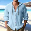 Camisa com capuz masculina de moda primavera e verão 2026, cor sólida, texturizada, top casual de manga longa, Amazon transfronteiriço.