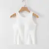 Chaleco de Hilo Modal de Longitud a la Cintura con Copas y Tirantes para Mujer, Camiseta Básica Ajustada, Tops Tubulares de Verano para Intimidad, Ropa Interior de Cuello Alto