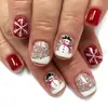 Coleção de nail art de Natal transfronteiriça: Pontas de unha pré-desenhadas, prontas para usar e adesivos para unhas postiças, 24 peças, designs de nail art de Natal removíveis