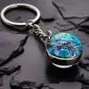Chaveiro Pingente Grande Céu Noturno Giratório Doze Constelações Pedra do Tempo Vidro Chaveiro de Constelação Sonhadora de Cristal