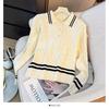 Suéter Pulóver de Manga Larga con Cuello Retro de Color Contrastante Ajustado Estilo Coreano Nuevo Primavera con Top para Mujer