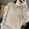 Novo suéter simples de cor sólida com gola redonda estilo coreano para outono e inverno, blusa quente de malha de manga comprida para mulheres