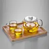 Tetera de Vidrio, Resistente a Altas Temperaturas, Engrosada, con Separación de Té y Agua, para Uso Doméstico, Nuevo Modelo 2026, Alto Borosilicato, Tetera Pequeña con Flores, Juego de Té