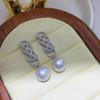 Aretes de Plata Esterlina S925 Luna Púrpura Elemento Nido de Pájaro Flor Ala Aretes de Perla de Agua Dulce Tianran de Partícula Grande