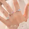 Anel floral aberto redondo cravejado de zircônias, toque nicho de alta qualidade, simples e elegante, acessório de mão versátil para o dia a dia