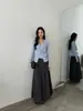 Falda Larga plisada Jianhe Spring New Minimalista con Efecto de Caída, Cintura Alta, Línea A Adelgazante 59092