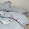 Juego de Cuatro Piezas de Algodón Lavado con Rayas Simples para Cama Funda de Edredón de Algodón Sábana Bajera Ropa de Cama para Dormitorio Funda de Cama Individual Juego de Tres Piezas