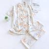 Primavera y Verano nuevo estilo satén estampado floral ropa de casa manga corta pantalones pijama traje satén de rayón