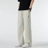 Pantalones rectos de verano para hombre, pantalones de verano finos, nuevos pantalones casuales holgados y versátiles estilo americano de seda helada para hombre 2025