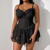 Nuevo Camisón de Encaje con Tirantes para Mujer, Pijama Francés Erótico Transparente, Atrevido, No Necesita Quitarse, Lencería Sexy al por Mayor