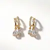 Amazon Transfronterizo Nuevos Pendientes de Doble Capa con Zirconia en Forma de Gota de Agua, Pendientes de Moda y Sencillos, Frescos, Suaves, Elegantes y Versátiles