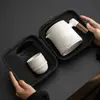 Juego de Té de Viaje para Exteriores Portátil Cerámica Taza Express Una Tetera Cuatro Tazas Preparación de Té Bolsa de Almacenamiento de Cabina Regalo de Acompañamiento