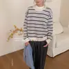 Suéter de Punto a Rayas con Bloques de Color Estilo Perezoso Coreano Du Xiaozhai para Mujer, Nuevo Suéter de Manga Larga Holgado Adelgazante para Otoño e Invierno