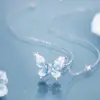 Colar Borboleta Azul Gelo para Mulheres, Luxo Leve, Sensação de Alto Padrão, Corrente de Clavícula Borboleta Luminosa, Moderno, Versátil, Criativo, Pingente de Strass