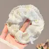 Elástico de Cabelo Oversized Estilo Coreano Intestino de Porco, Corda de Cabelo Versátil com Renda de Bolinhas, Elástico para Rabo de Cavalo Alto, Elástico de Borracha, Acessório de Cabelo de Alta Qualidade