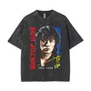 Talla Europea TransfronterizaCamiseta Lavada Vintage Viktor Tsoi Kino Icono Clásico del Rock Ruso