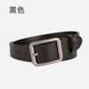 Cinturón unisex de piel auténtica con hebilla cuadrada para mujer, estilo coreano, combina con todo, negro, de alta gama.