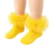 Calcetines con Adorno de Encaje para Niñas Calcetines Cortos Estilo Princesa Calcetines de Algodón Transpirables para Bebés Calcetines de Pompones Coloridos Calcetines Lindos