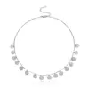 Collar de cadena de clavícula con colgante de lentejuelas redondas, joyería transfronteriza europea y americana, collar de aleación simple y creativo para damas.