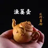 Caja de boj Tallada Cesta de Pesca Mango Olla, La Riqueza Viene de Todas Partes, Navegación Fluida, Artesanías de Madera Maciza, Accesorios para Mascotas de Té, Juguetes para el Hogar