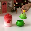 Papoula DIY Aromaterapia Gesso Cimento Árvore de Natal Padrão Papai Noel Pote de Armazenamento Copo para Vela Molde de Silicone