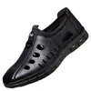 Zapatos de Cuero Calados para Hombre, Zapatos de Cuero Transpirables para Verano, Zapatos Slip-On Frescos de Punta Redonda y Suela Fina, Zapatos Ligeros para Conducir para Hombre