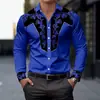 Camisa de manga larga sin planchado para hombre, estilo étnico casual, camisa de alta gama sin planchado, camisa de cuello camisero con elasticidad en cuatro direcciones para hombre
