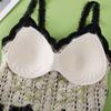Chaleco de Encaje Sexy sin Costuras de Crochet Bordado de Color Contrastante Transfronterizo con Hermosa Espalda Transpirable Todo en Uno con Copa Fija Envolvente de Pecho