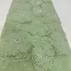 Tela de malla bordada con flor 3D y tela bordada con cuentas y perlas para vestidos de novia, vestidos de gala, vestidos, multicolor en stock