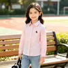 Camisa infantil de manga comprida, estilo primavera e outono, camisa bordada de cachorrinho, top estiloso para meninos, moderno, estoque do fabricante, atacado