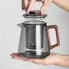 Conjunto de chá de vidro espesso Bule de vidro de nogueira com filtro Bule fogão elétrico de cerâmica doméstico Alto Borossilicato