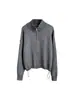 Novedades de Otoño Naranja Zhi: Cardigan Top Chaqueta Simple Estilo Coreano con Cuello Alto, Cremallera y Cordón para Mujer 1339