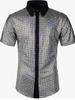 Camisa Bronceada de Manga Corta con Cuello de Solapa de Color Contrastante Suelta Casual para Hombre Amazon 2024