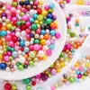 Accesorios para Joyería DIY Tejidos a Mano 8mm Coloridos Ecológicos Perlas de Imitación Perlas Falsas Agujero Recto Cuentas Redondas Material de Cuentas Sueltas