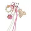 Llavero de Oso de Cuero Dulce y Fresco Estilo Coreano con Cadena de Perlas, Colgante Único y Personalizado para Bolsos, Adorno Colgante para Coche, Suministro al por Mayor