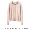 Gris Clásico Moderno Versátil Cuello de Pico Cuello Redondo con Perlas Cardigan de Punto de Cachemira Temporada Otoño Invierno
